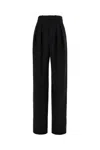 Saint Laurent Canvas High Waist Wide Leg Trousers In Black