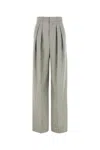 Saint Laurent Wool Trousers With Wide Leg And Pleated Front In Gray
