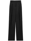 Saint Laurent Wide-leg Trousers In Grain De Poudre In Black
