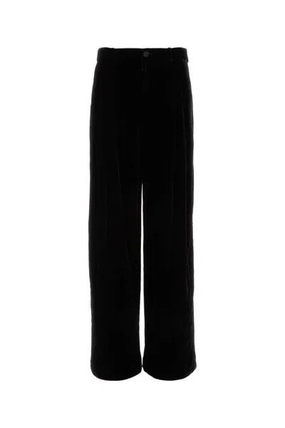 Saint Laurent Pantalone In Velluto Nero  Uomo In Black