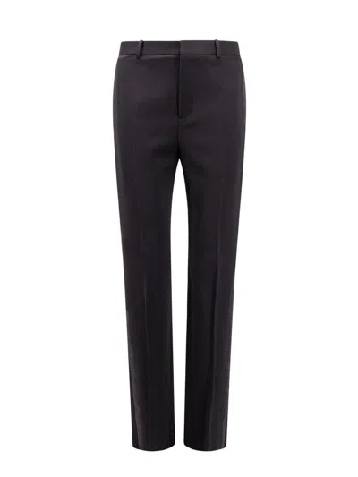 Saint Laurent Tuxedo Wool Trouser With Satin Side Band In Black