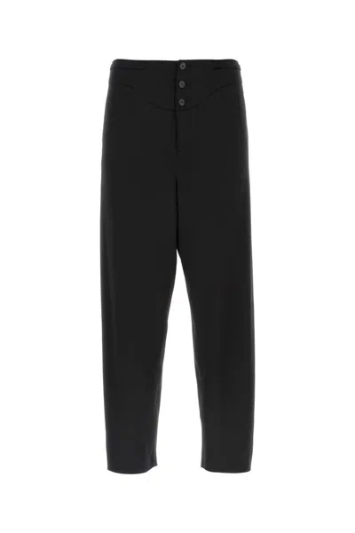 Saint Laurent Grain De Poudre Straight Trousers In Black