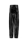 Saint Laurent Paperbag-waist Coated Trousers In Black