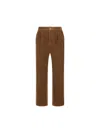 Saint Laurent Straight-leg Pleated Cotton-corduroy Trousers In Brown