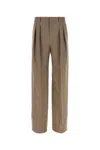 Saint Laurent Pleated Wool Trousers In Brown