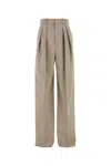 Saint Laurent Wide Leg Pleated Trousers Pockets In Brown