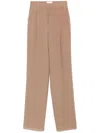 Saint Laurent Silk Crepe Trousers In Brown