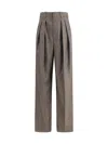 Saint Laurent Wool Herringbone Pattern Wide Leg Pants In Gray