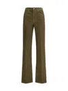 Saint Laurent Corduroy Trousers Clyde Wide-leg Belt Loops In Green