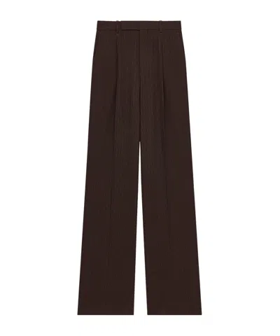 Saint Laurent Pants In Chalk-stripe Crepe In Brown