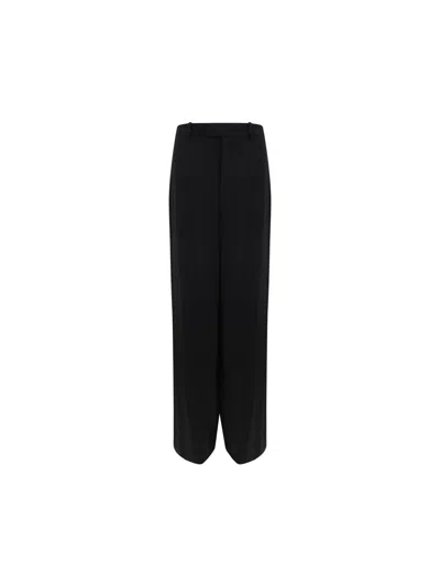 Saint Laurent Satin-crepe Wide-leg Pants In Noir Gris