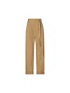Saint Laurent Pleated Paper Bag Tie-waist Pants In Serge/sahara