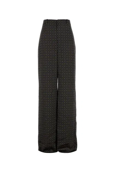 Saint Laurent Pritned Satin Wide-leg Pant In Blue