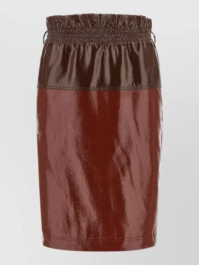 Saint Laurent Paper Bag Waist Skirt Shiny Design In Burgundy