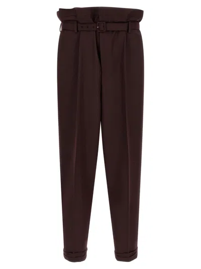 Saint Laurent Paper-bag Pants Purple In Brown