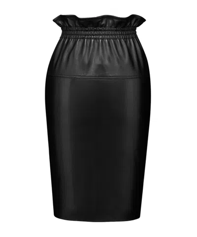 Saint Laurent Paperbag Pencil Skirt In Lambskin In Blue