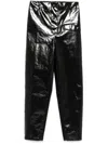 Saint Laurent Paperbag-waist Coated Trousers In Black
