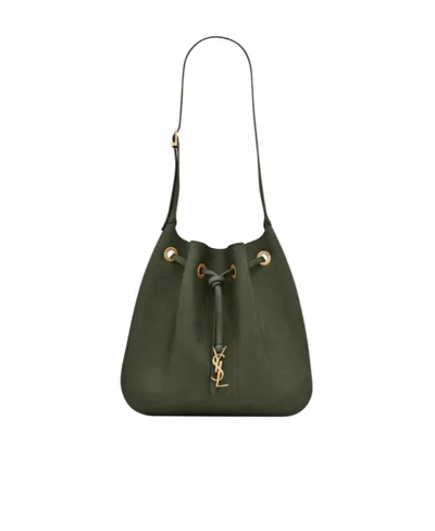Saint Laurent Parirs Vii Leather Shoulder Bag In Green
