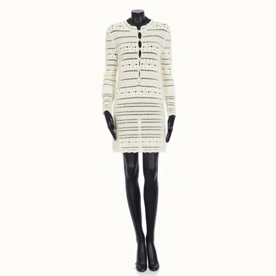 Pre-owned Saint Laurent Paris 1590$ Jane Mini Dress - Natural White Crochet Cotton