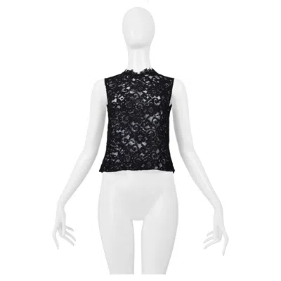 Pre-owned Saint Laurent Paris Black Lace Shell Top