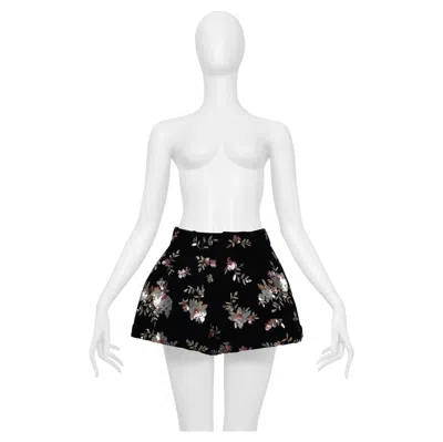 Pre-owned Saint Laurent Paris Black Velvet Shorts With Floral Sequin Embroidery
