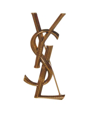 Saint Laurent Paris Brooch In Gold