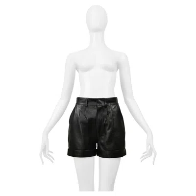 Pre-owned Saint Laurent Paris By Hedi Slimane Black Leather Shorts 2103