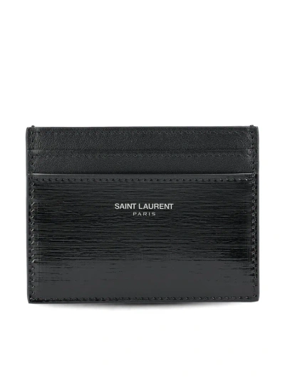 Saint Laurent Paris Card Case In Black