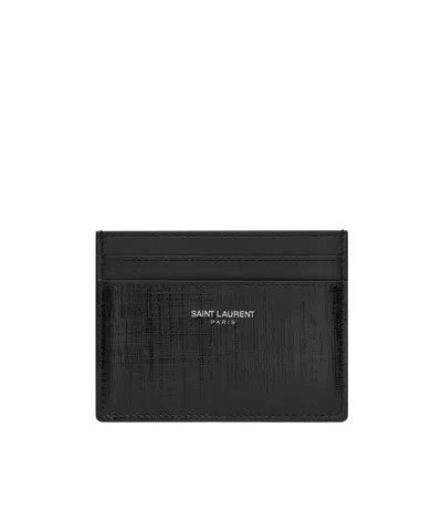 Saint Laurent Paris Card Case In Black