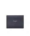 Saint Laurent Paris Card Case In Smooth Leather In Blue