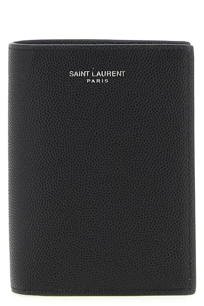Saint Laurent ' Paris' Card Holder In Black