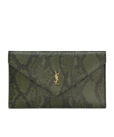 Saint Laurent Paris Clutch In Green