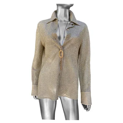 Pre-owned Saint Laurent Paris Collection Gold Metallic Lurex Blouse Size 40eu/8us In Gray