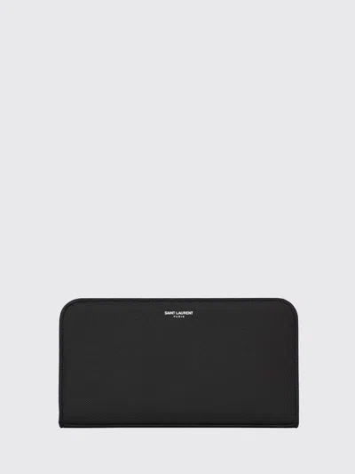 Saint Laurent Paris Continental Wallet In Grain De Poudre Leather In Black