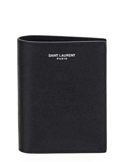 Saint Laurent Paris Credit Card Wallet In Black
