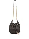Saint Laurent Paris Drawstring Chain Bucket Bag In Brown