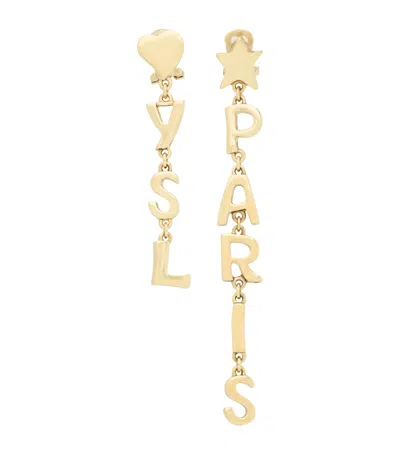 Saint Laurent Paris Drop Earrings In Yellow