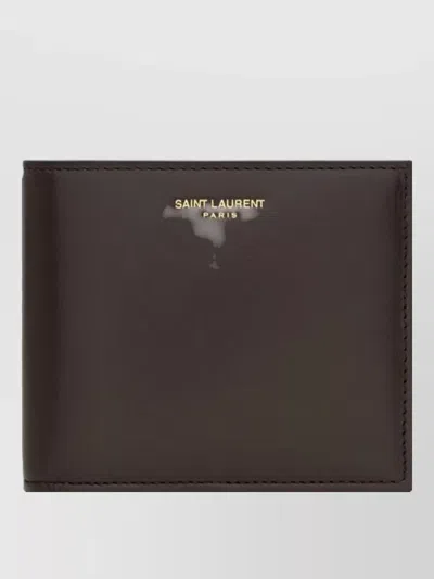 Saint Laurent Paris East West Leather Wallet Two Tone In Brown
