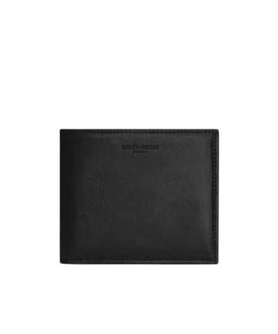 Saint Laurent Paris East/west Wallet In Grained Leather In Black