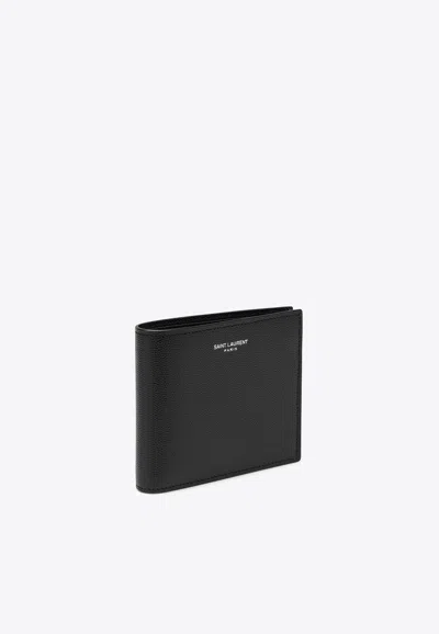 Saint Laurent Paris East/west Wallet In Grained Leather In Black