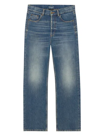 Saint Laurent Paris Embossed Leather Jacron Button-fly Five-pocket Jeans For Men In Transparent