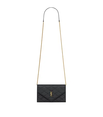 Saint Laurent Paris Envelope Chain Wallet In Black