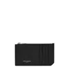 Saint Laurent Men Black Card-holder With Embossed Logo In Leather Man In Black