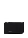 Saint Laurent Men Black Card-holder With Embossed Logo In Leather Man