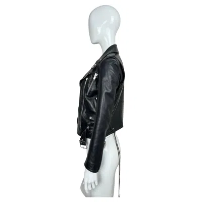 Pre-owned Saint Laurent Paris Leather Biker Jacket In Black
