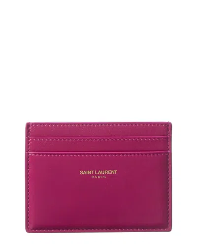 Saint Laurent Paris Leather Card Case In Pink