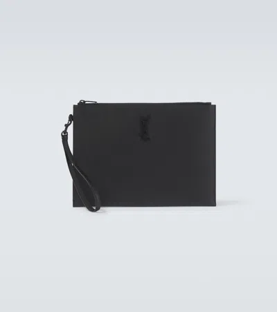 Saint Laurent Paris Leather Tablet Pouch In Black