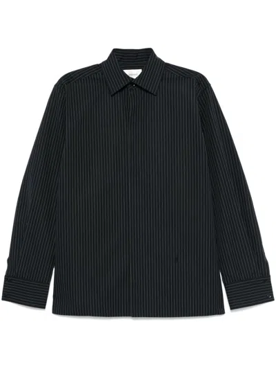 Saint Laurent Paris Men Cassandre Striped Shirt In Black