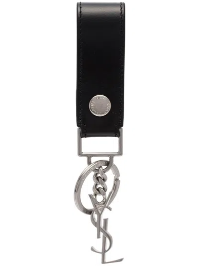 Saint Laurent Paris Men Portachiavi Monogram In Black