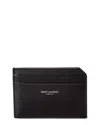 Saint Laurent Paris Open Leather Card Case In Black